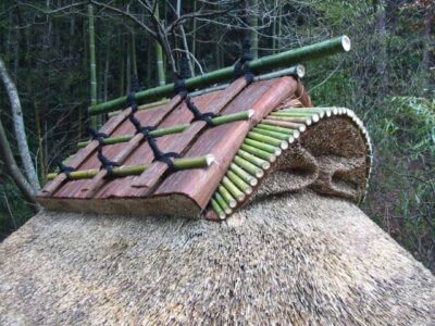 Oicho ridge ornament on a traditional Japanese thatched roof