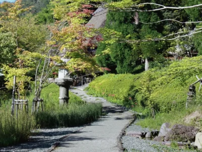 quiet green village path in Miyama Kyoto countryside