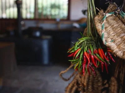 doma entrance space in Hotaruan thatched house Miyama Kyoto