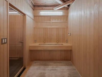 Fragrant hiba wood bathtub in Miyama Kyoto guest house