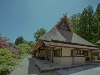 Exterior of Mitoya traditional thatched farmhouse in Miyama Kyoto