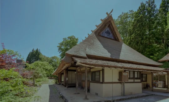 Exterior of Mitoya traditional thatched farmhouse in Miyama Kyoto