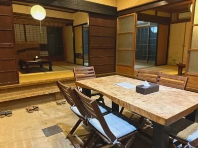 Dining area in EISA Miyama Kyoto countryside