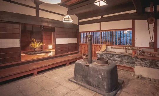 doma okudosan stove in Hotaruan thatched house Miyama Kyoto