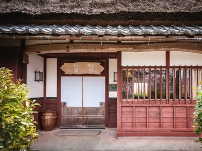 genkan entrance of Hotaruan thatched house Miyama Kyoto