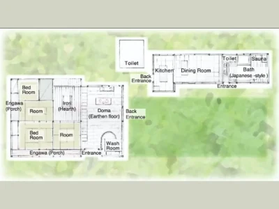 floor plan layout of Hotaruan thatched house in Miyama Kyoto