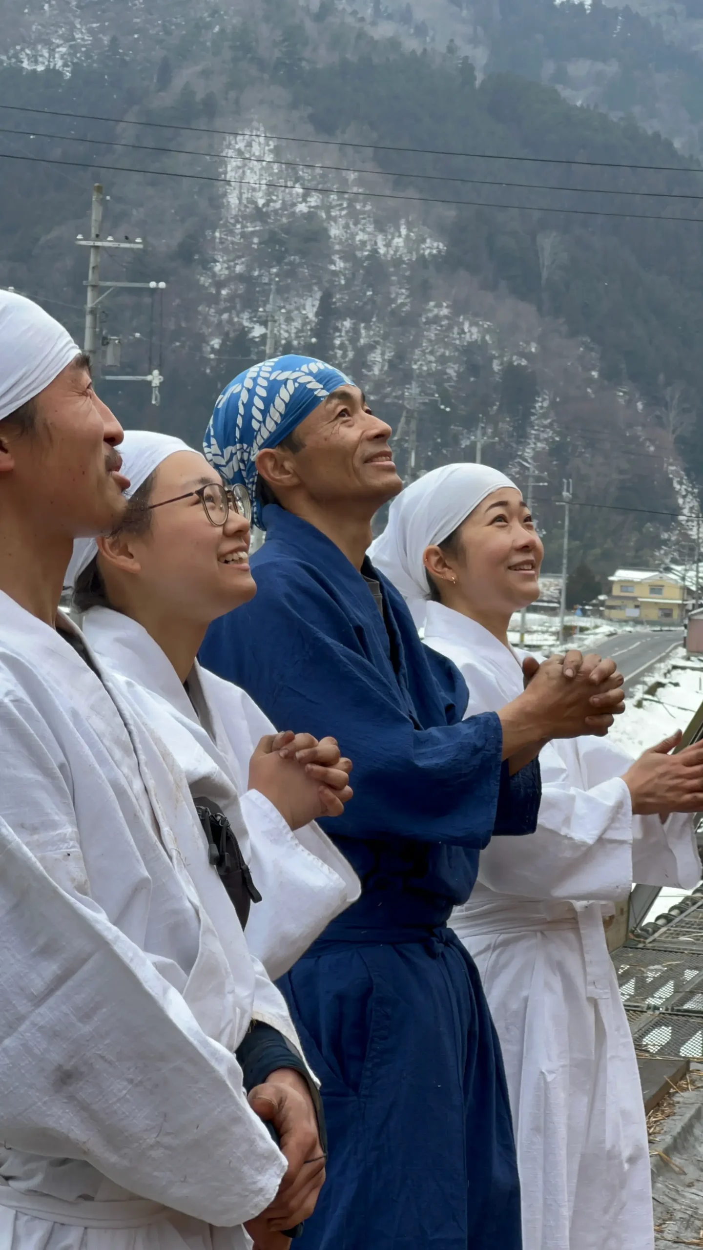Jōtōsai roof-raising ceremony at a traditional Japanese thatched house