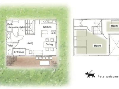 Floor plan of KAYA VILLA thatched house in Miyama Kyoto
