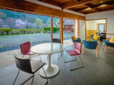 dining and multi purpose space in Hotaruan thatched house Miyama Kyoto