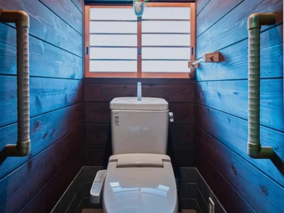 Restroom with washlet toilet in a traditional house in Miyama Kyoto