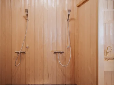 shower area in bath building EISA Miyama Kyoto