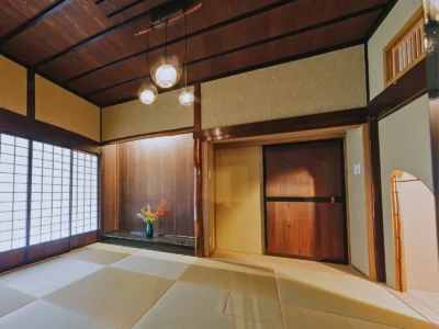 Tatami room in Obatake traditional thatched house Miyama Kyoto