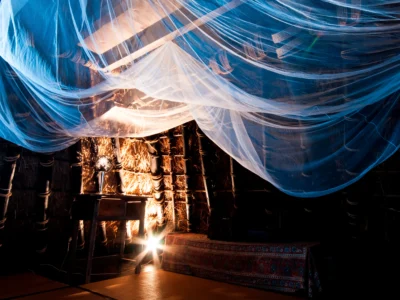 Attic space beneath a traditional thatched roof in Miyama Kyoto