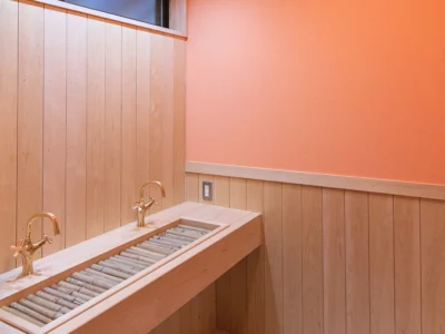 vanity sink in modern thatched house EISA Miyama Kyoto