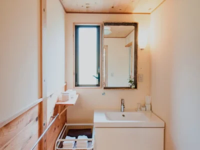 Vanity sink in a modern bathroom at KAYA VILLA Miyama Kyoto