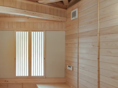 Wooden hiba bathtub in traditional house Miyama Kyoto
