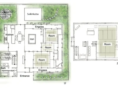 Floor plan of a traditional Japanese minka house in Miyama Kyoto