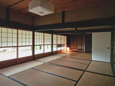 Traditional tatami room in Mitoya farmhouse Miyama Kyoto