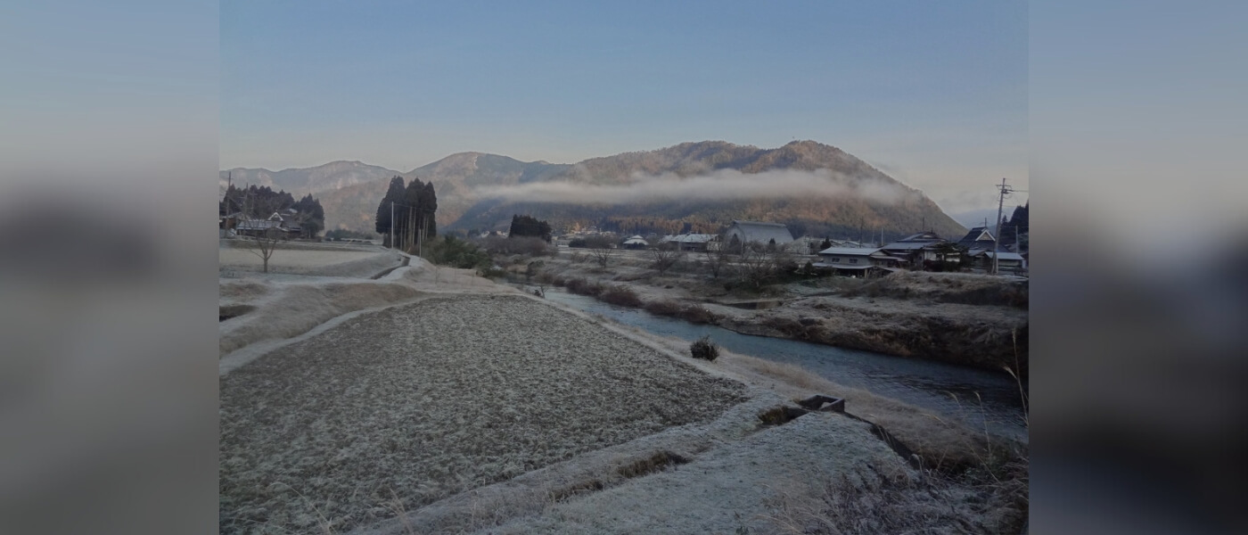 Snow-covered thatched-roof houses in Miyama village, Kyoto on a winter morning