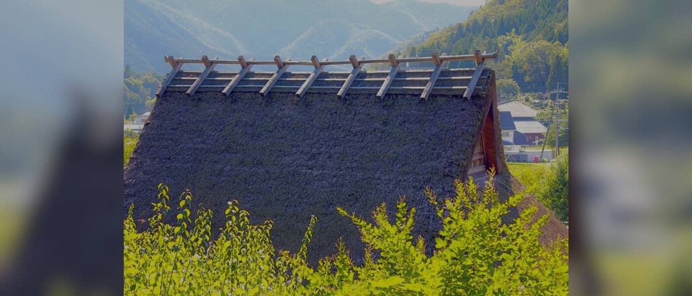 Large traditional Japanese thatched-roof farmhouse (minka)