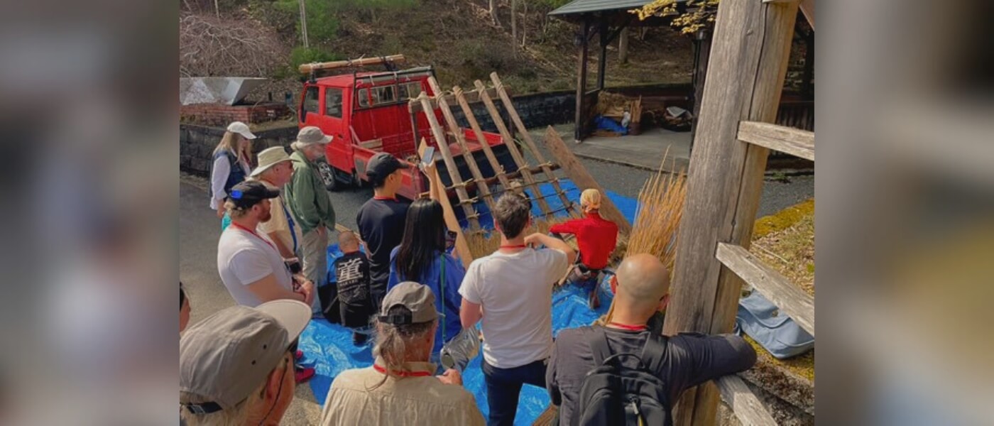 Traditional Japanese thatching demonstration by a master thatcher